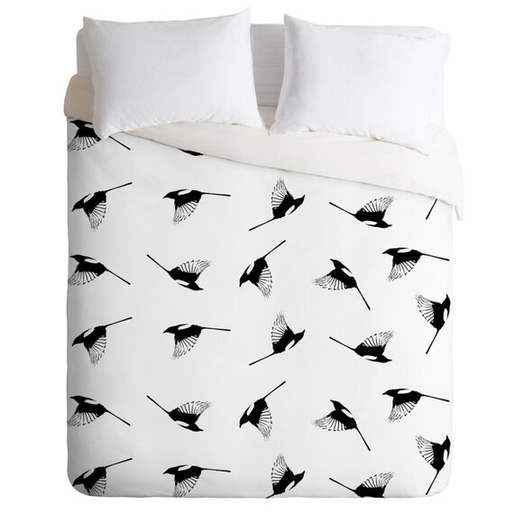 NEW Urban Outfitters Deny Designs Elisabeth Fredriksson Magpies Comforter Set Q - Picture 4 of 5